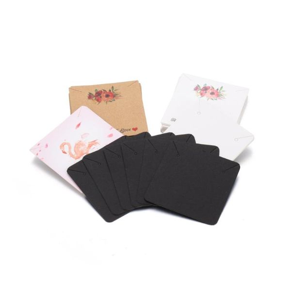 Sacchetti per gioielli Borse 30 Pz / lotto 5 5 cm Orecchini Collane Schede display Fiore Carta Kraft Hang Tag Card per strumenti di creazione fai da te