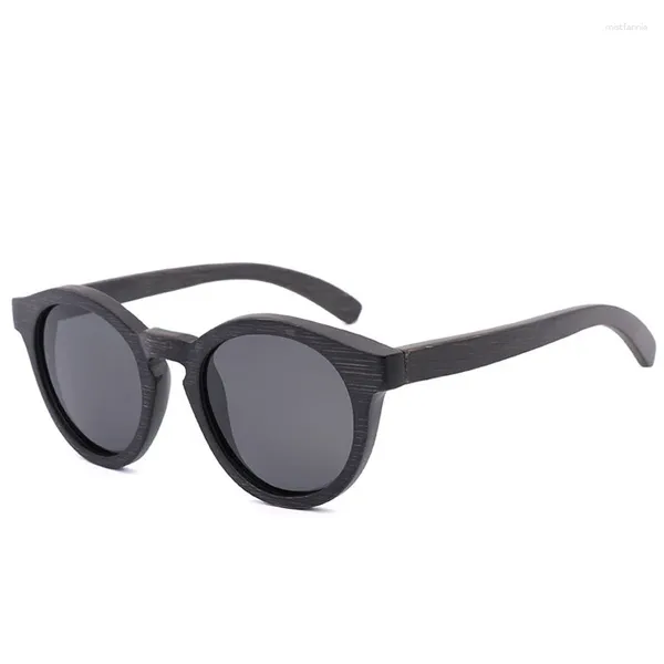 Occhiali da sole BerWer Black Bamboo Uomo Polarizzati Occhiali da sole moda Original Wood Masculino con custodia