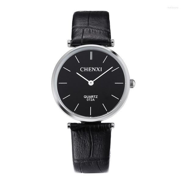 Relógios de pulso Chenxi Brand Simples Assista Mineral Criativo Quartz Quartz Mulheres Men amante Couro Ultra Fin Dial Dial Casual Watchwatch