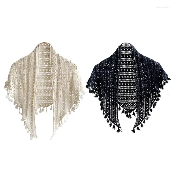 Scarves Cotton Shoulder Wrap Triangular Shawl Wraps Hollow Out Crochet Shrug Scarf Korean Party Evening Neckerchief T8NB