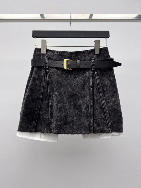 Röcke Jeans To Do Old Half Rock High Waist Version des Schnitts mit einer Gürtelschicht schaffen einen modernen Retro-Stil