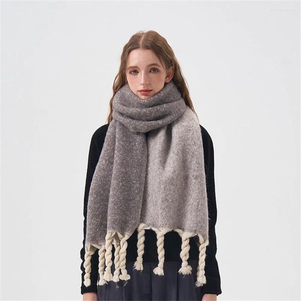 Sciarpe Coreano Sciarpa di Corrispondenza di Colore Lunga Nappa Pashmina Foulard delle Donne di Lusso di Inverno Caldo Scialle di Cachemire Coperta Bufanda 2023