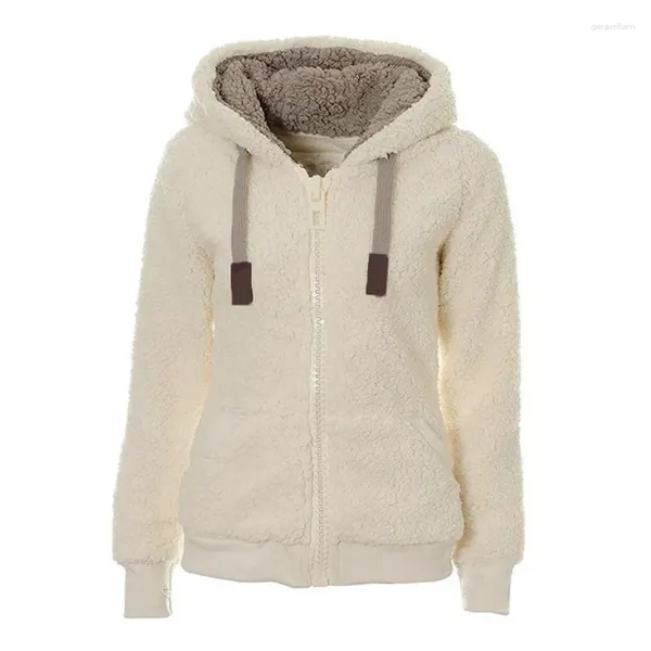 Frauen Strick Mode Winter Verdicken Fleece Pullover 2023 Flauschigen Kapuze Warm Zipper Strickjacke Frauen Lammwolle Mantel Sherpa Tops Drop