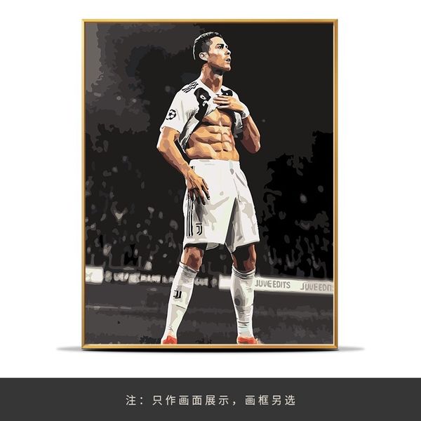 Pittura a olio digitale Stella del calcio fai-da-te Cristiano Ronaldo stella graffiti riempita a mano pittura a olio acrilica decorazione di fascia alta