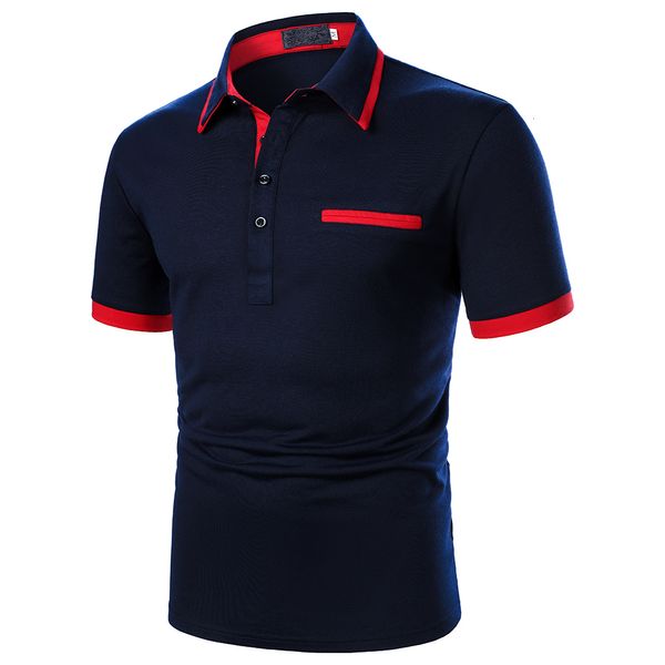 T-shirt da uomo Polo manica corta a contrasto di colore Abbigliamento estivo urbano business casual moda top 230407