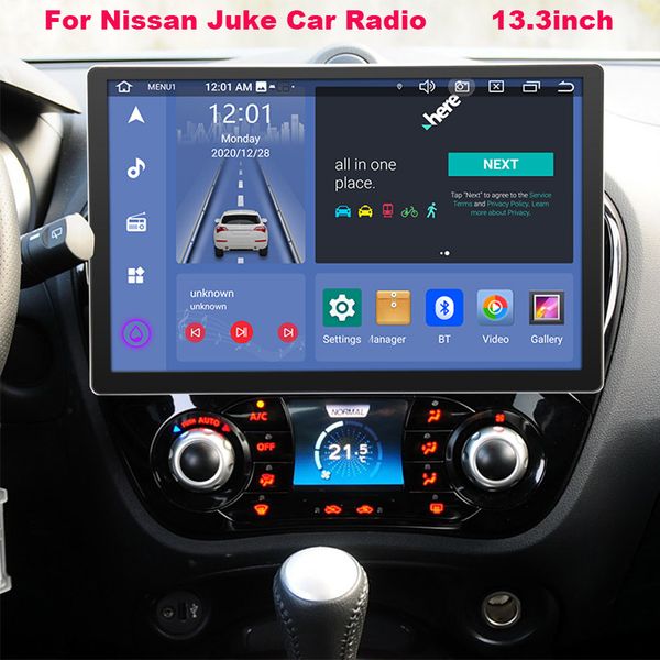 256G 13.3inch 2din stereo otomobil dvd Radyo Nissan Juke android otomatik araba multimedya oyuncusu GPS navigasyon kafa ünitesi wifi carplay