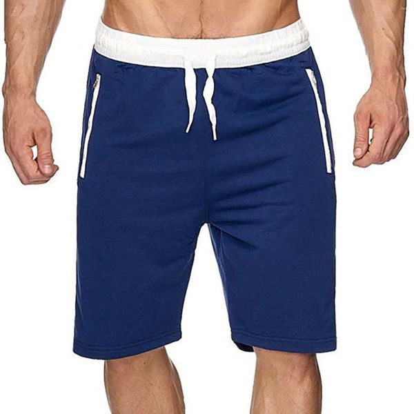 Calções masculinos quentes e confortáveis masculinos casuais meados de cintura calça sólida splice bolso cordão na altura do joelho sullen mens verão linho