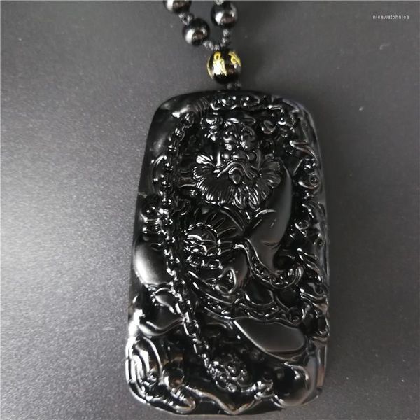 Colares pendentes Obsidiana Natural Riding Ghost Zhong Kui