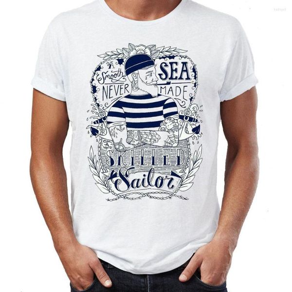Camisetas masculinas Um mar liso nunca fez marinheiro qualificado Hipster Arter Mens unissex camisa hip hop novilha camisetas de marca