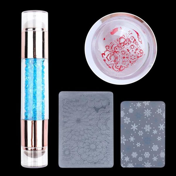 Nail Art Kits Acrylfarbe Diamantschablone Dichtungsset Transferstift DIY Dekor Doppelköpfiges Silikonstempelwerkzeug