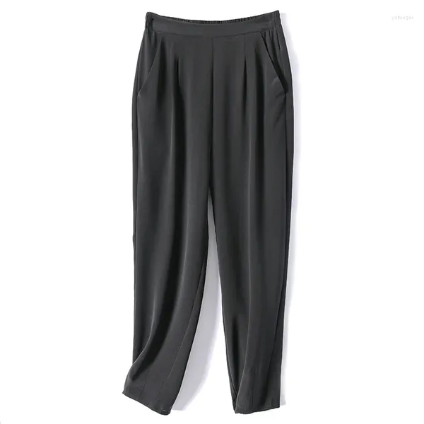 Pantaloni da donna 36 MM Crepe di seta pesante! Slim Silk Donna Nero Traspirante Estate 2023