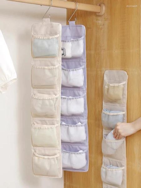 Storage Boxes 5/10 Pockets Underwear Socks Hanging Organizers Behind Door Wardrobe Bag Closet Organizer