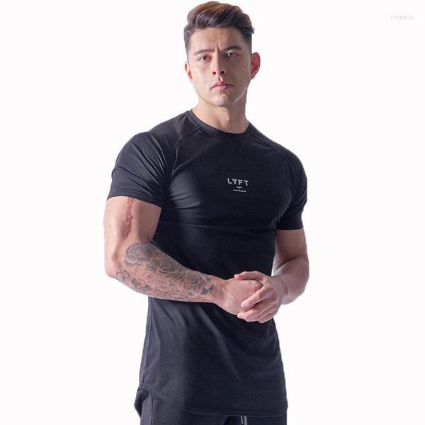 Camisetas masculinas de alta qualidade de tsshirt Elasticity Professional Gym Fitness O-Gobes Mens Slim Fit Curved Hemline Raglan Sleeve 3xl