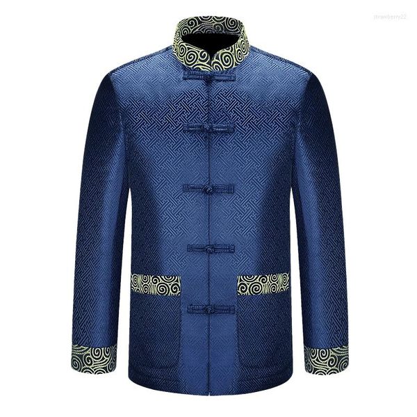 Giacche da uomo Blue Top Grade cinese tradizionale collare alla coreana Cappotti in costume Cappotto Hanfu Vestido Oriental