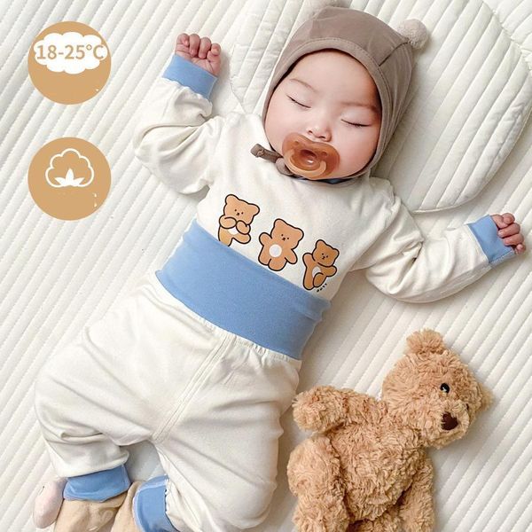 Roupas conjuntos de roupas para bebês abundantes de urso fofinho de manga longa de manga longa para meninas infantis algodão duas peças Winter Home Wear 230407