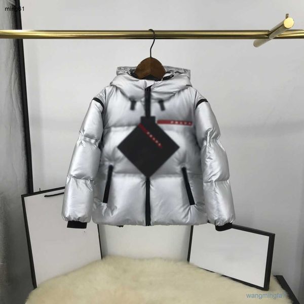 Marca masculina designer crianças jaquetas manga removível design bebê roupas de inverno tamanho 110-160 cm bolso com zíper com capuz outwear ago16 0o69