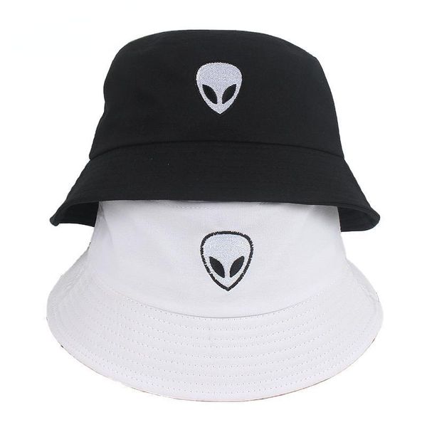 Beralar siyah beyaz katı uzaylı kova şapkası unisex kapaklar hip hop gorros erkek kadın yaz panama şapkası plaj güneş balıkçı şapkaları pamuk sunhat