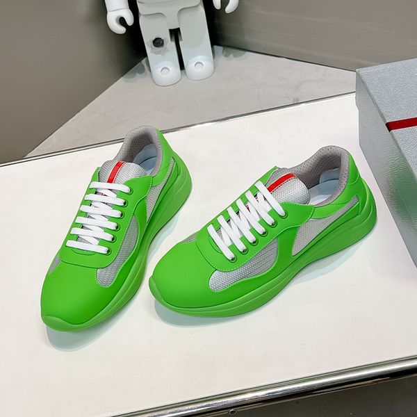 Cuero verde Costura de malla gris Zapatos deportivos casuales Zapatos para hombre con sentido superior Diseñador de lujo nuevos zapatos para mujer Zapatos para caminar al aire libre Zapatos de viaje Tamaños 35-48 + caja