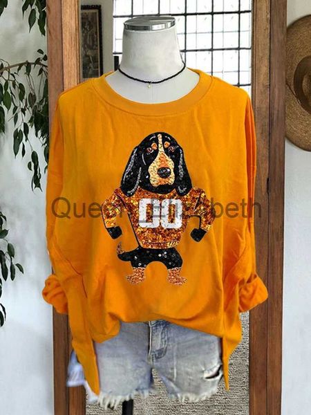 Kadın Sweaters Tennessee Köpek Grafik Sweatshirt Dachshund Baskı Kazak Sweatshirt Sıradan Uzun Kollu Mürettebat Boyun Sweatshirt Sonbahar Kış J231107