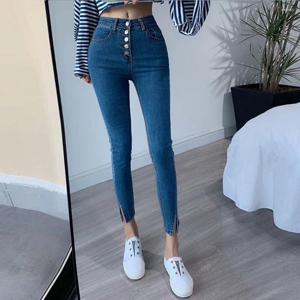 Frauen Jeans Frau Hohe Taille 2023 Stretch Klassische Hosen Für Frauen Streetwear Jean Femme Vaqueros Mujer Blau