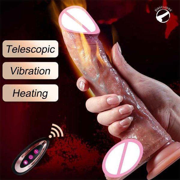 Massageador de brinquedos sexuais Vibrador realista do vibrador para o pênis de controle remoto de Women Sathing Vibradores de vibradores telescópicos Anal Máquina