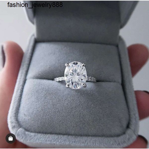 Anéis de banda moda real 10k 14k ouro branco vários oval moissanite solitaire anéis de noivado de casamento jóias femininas