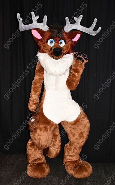 Erwachsene Plüsch Rudolph Rentier Hirsch Cartoon Maskottchen Kostüm Weihnachtsfeier Kostüm Halloween Maskottchen Kostüm zu verkaufen