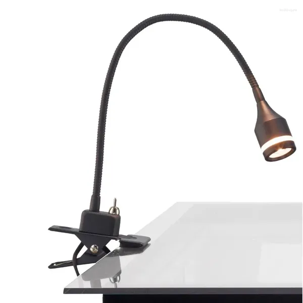 Lâmpadas de mesa Black Clip Light Swing Arm com leitura de abajur pode ser ativada por toque giratório