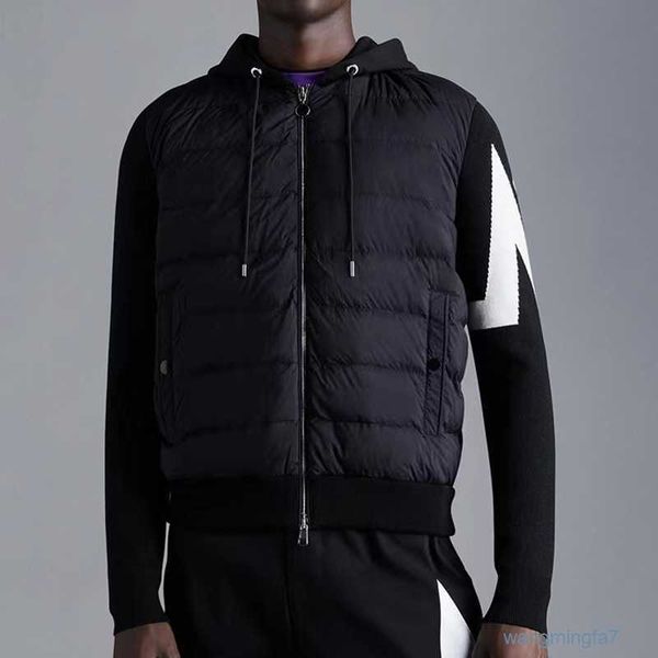Männer Arm Brief Design Winter Mit Kapuze Gestrickte Jacke Mode Lässig Daunen Jacken Mantel Asiatische Größe S--xxl M1yp