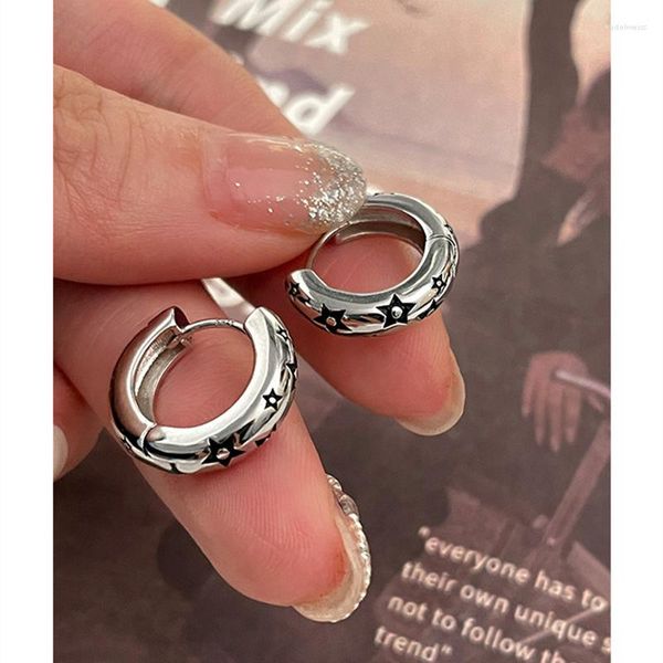 Ohrstecker Silber Farbe Schmuck Einfache Vintage Schwarz Stern Für Mädchen Frauen Mode Exquisite Party Zubehör Großhandel