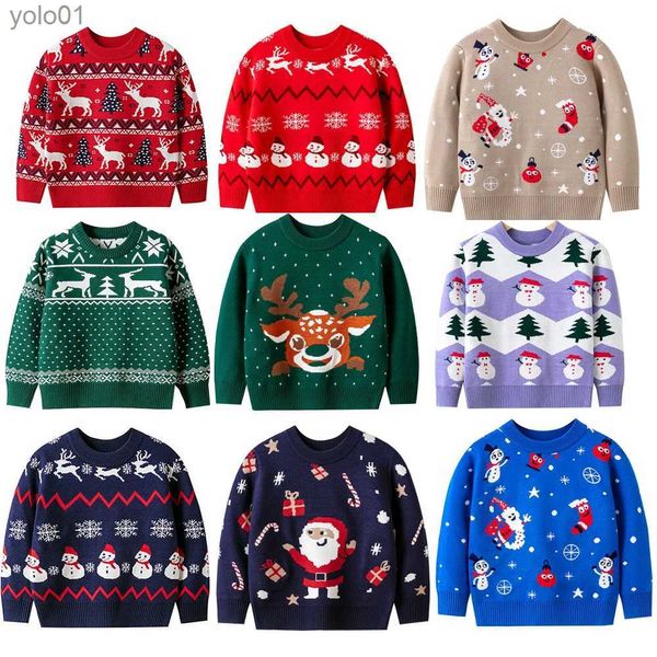 Kadın Sweaters 2023 Noel Noel Baba Baskı Kazak Çocuklar Hediye Süslü Karnaval Partisi Elk Sweater Çocuklar Sıcak Giysiler Outwearl231107