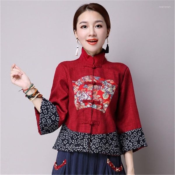 Roupas étnicas fantasias tradicionais chinesas femininas clássicas bordando bordado tang terno qipao top hanfu linho vintage party dança desgaste