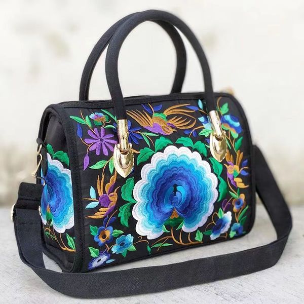 Bolsa crossbody feminina moda bolsa de luxo bordado estilo étnico lona bordada bolsa de alta qualidade bolsa de grande capacidade