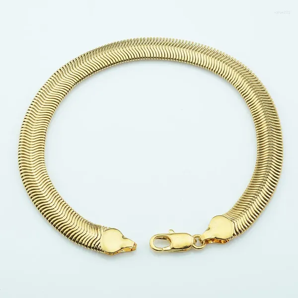 Звено-браслеты 8 мм Гибкая цепочка «елочка» для мужчин и женщин Цвет желтого золота Браслеты-браслеты