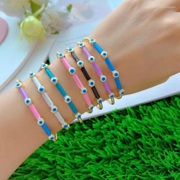 Armband 5pcs/lot bunter böser Blick formte Emaille-Armband überzog Goldmatel-Stulpe-Art- und Weiseschmucksache-Großverkauf