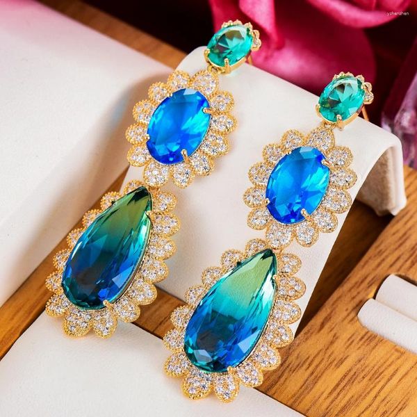 Brincos pendurados godki moda estilo rua waterdrop para festa de casamento feminino zircão cúbico dubai brinco de noiva boucle d'oreille 2023