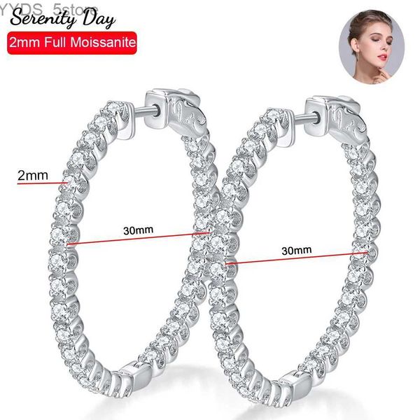 Stud Serenity Günü En Yeni D Renk 2mm Tam Moissanit Hoop Küpeler S925 STERLING Gümüş Saplama Kulak Plakası PT950 Takı Kadınlar Hediye YQ231107