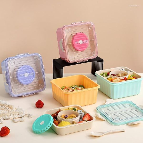 Dinnerware Sets Lunch Box Container 2 Compartamentos com Bento A Dual Usek Spool Soul Bowl Boxes para escritório da escola ao ar livre