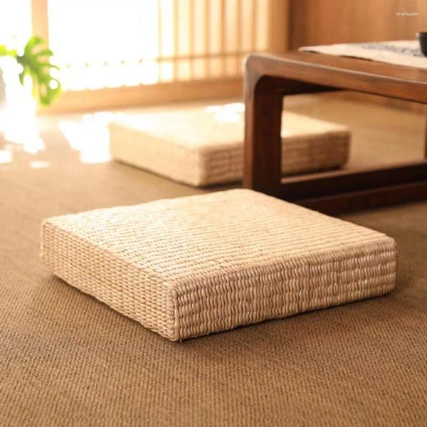 Kissen aus gewebtem, quadratischem Stroh, langlebig, nützlich, handgefertigt, Tatami-Yoga-Boden-Sitzpolster für den Hof