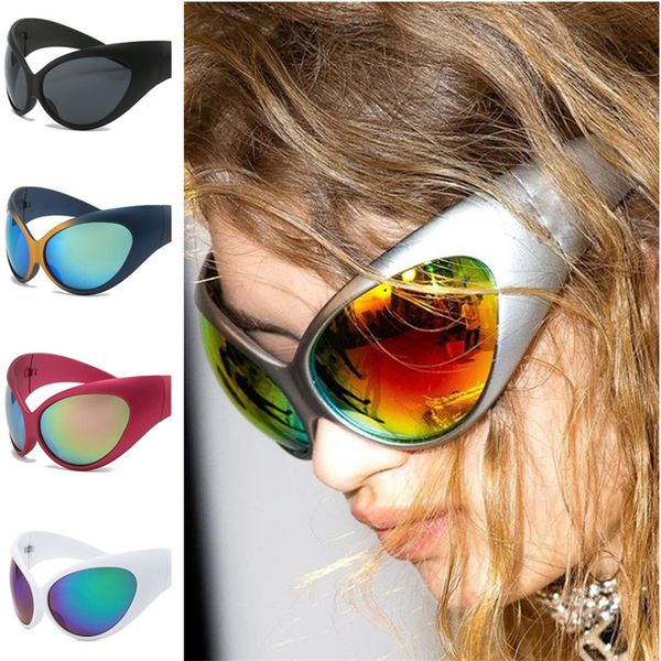 NUOVI occhiali da sole unisex Cat Eye occhiali da sole ciclismo occhiali anti-UV montatura oversize occhiali personalità pellicola a colori ornamentale