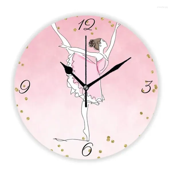 Wanduhren, anmutige, hübsche rosa Ballerina, Glamour-Ombre-Uhr, tanzende Balletttänzerin, große Uhr für Mädchenzimmer, Heimdekoration, Geschenk, 30,5 cm