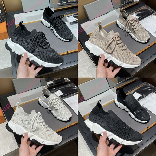 Designer homens mulheres sapatos de meia de malha plataforma brilhante diamante malha velocidade treinador corredor sneaker meia sapato mestre em relevo tênis velocidades botas