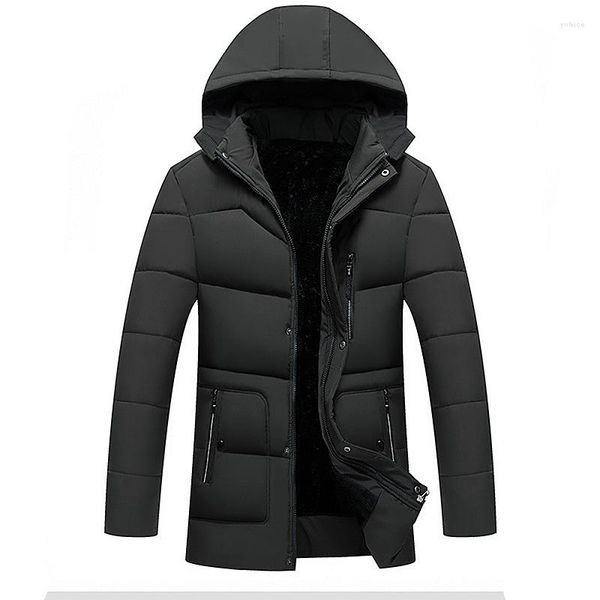 Herren Daunen Winterjacke Herren Kapuze Top Qualität Reißverschluss Plus Samt Dicke Kleidung Mode Mantel Mem Dunkelgrün Blau Schwarz Parka