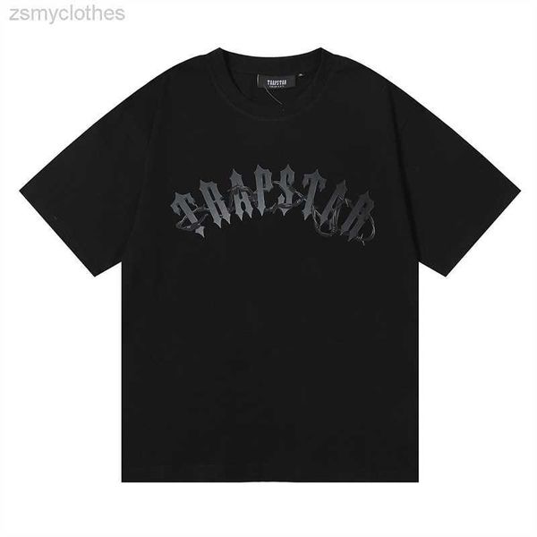 T-shirt da uomo TRAPSTAR BARBED WIRE ARCH TEE Scritte scure stampate T-shirt a maniche corte in cotone doppio filato di alta qualità per uomo e donna