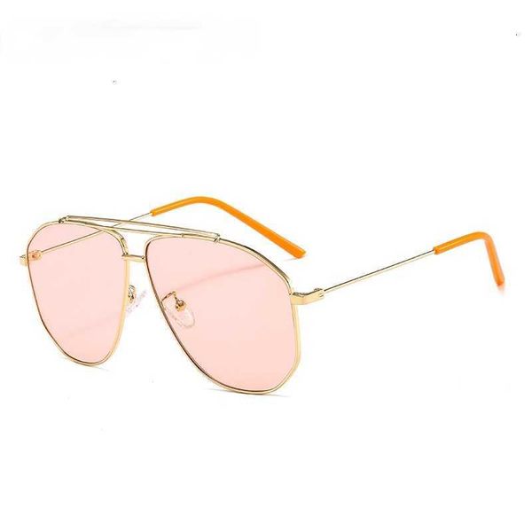 Óculos de sol Ligição da liga de polígono Óculos de sol para homens 2023 Moda Pilot Aviation Sun Glasses Women Retro Pink Clear Oversize Shades P230406
