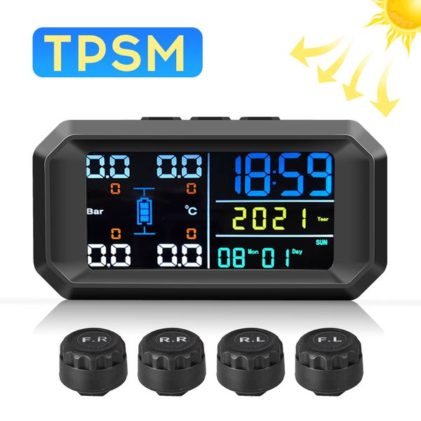 Car TPMS Solar Power TPMS Monitor di allarme per la pressione dei pneumatici per auto Sistema di sicurezza automatica Allarme per la temperatura della pressione dei pneumatici nuovo