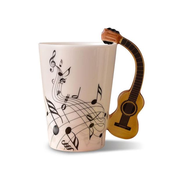 Canecas Creative Music Music Violino Guitar Guitar Creamic Caneca Capé Capé Milk Stave Copo com Handle Novelty Gifts Cupmugos fofos