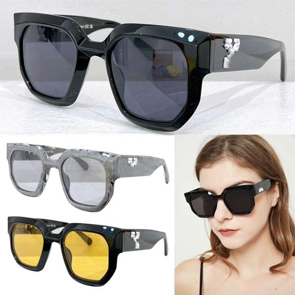 Женские прямоугольные солнцезащитные очки Off в черной оправе из ацетатного волокна. Женские дизайнерские пляжные солнцезащитные очки для пар, устойчивые к радиации.
