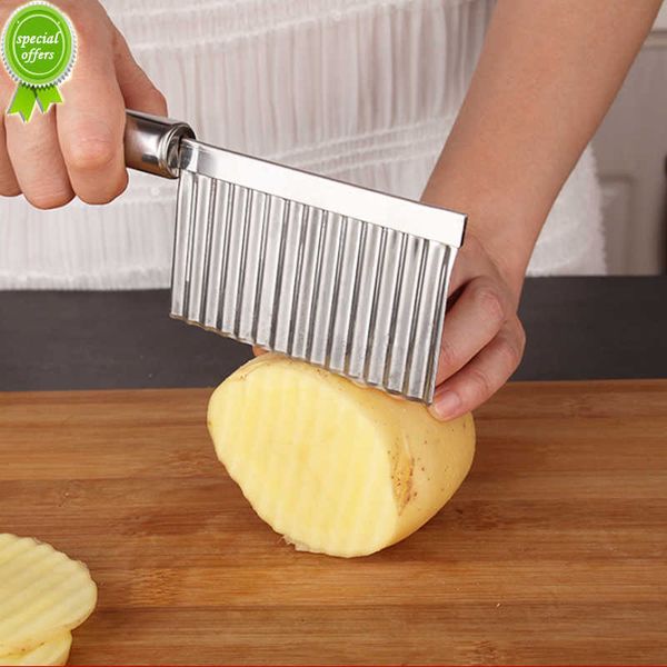 Новая новая нержавеющая сталь картофельная нож волна фри -фри -нож Slicer гофрированное цветочное нож