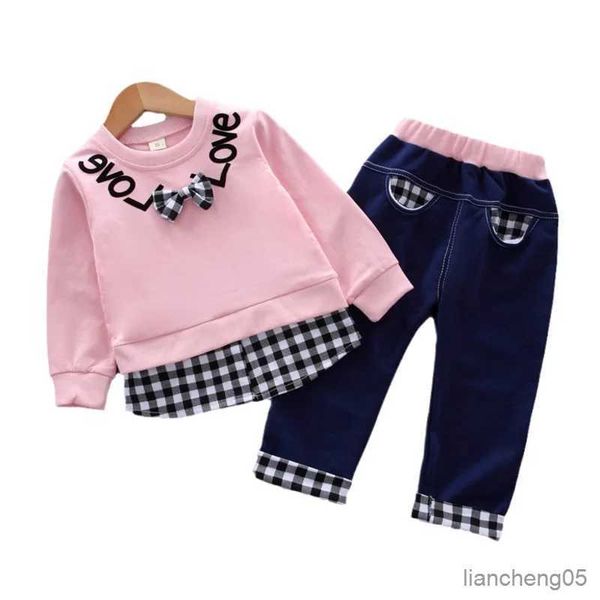 Set di abbigliamento Nuova primavera Autunno Neonate Vestiti Completo T-shirt per bambini Pantaloni 2 pezzi / set Costume casual per bambini Abiti per bambini Tute per bambini